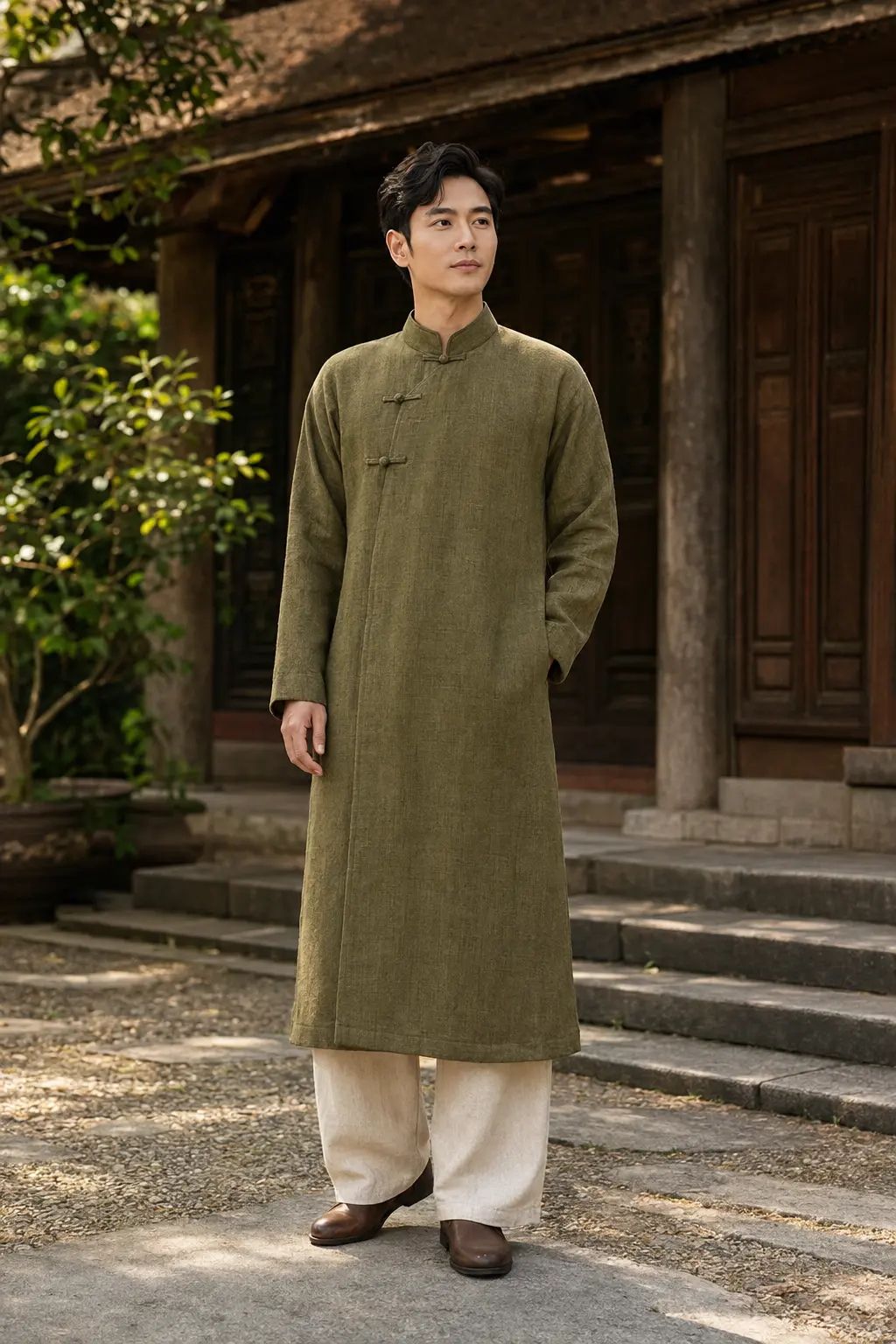 Áo khoác Mộc Miên màu Xanh ô liu