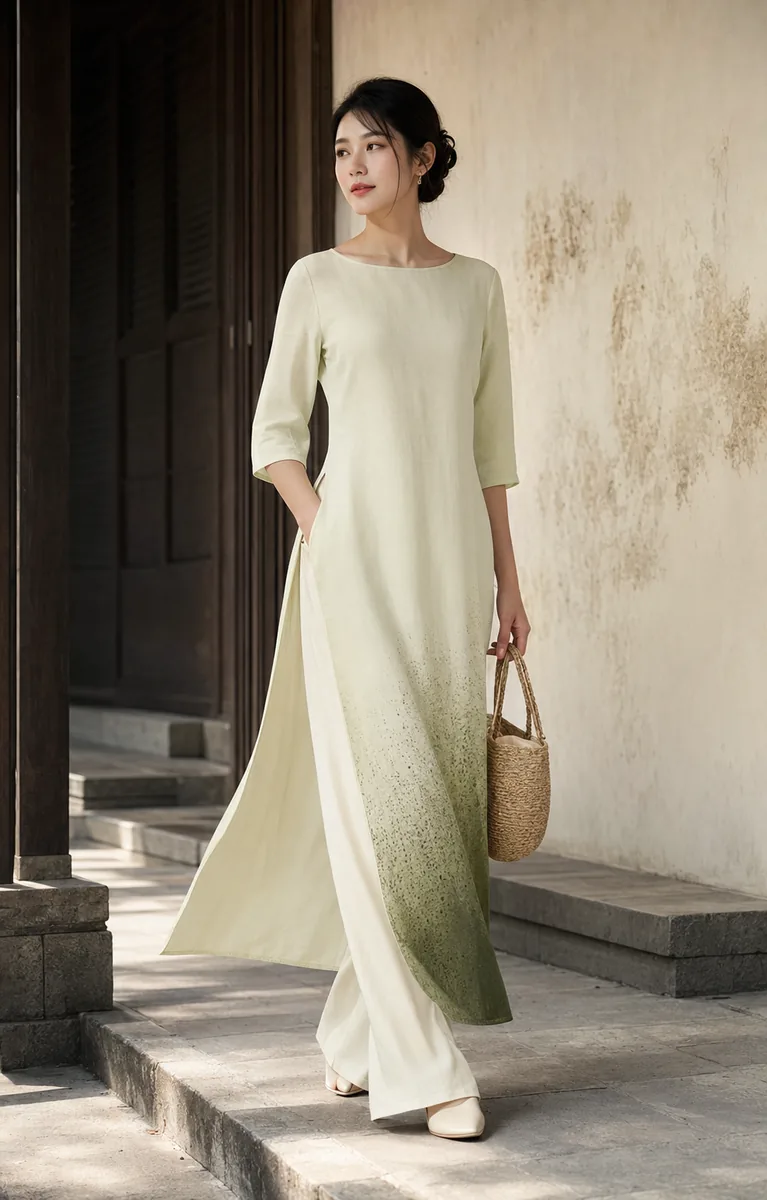 Hạc Vân Áo Dài — Nghiêng 3/4 màu Đỏ son